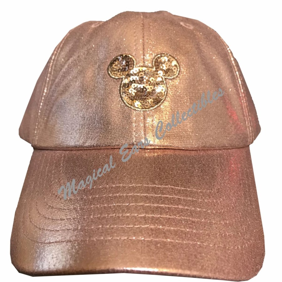 Hats * | Disney Hat Baseball Cap Mickey Mouse Sequined Rose Gold