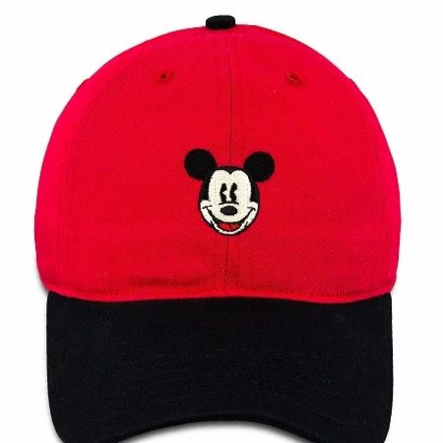 Hats * | Disney Hat Baseball Cap Mickey Mouse Two-Tone Red & Black