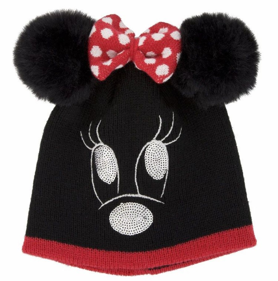 Accessories * | Disney Knit Hat Minnie Mouse With Plush Ears And Bow Youth