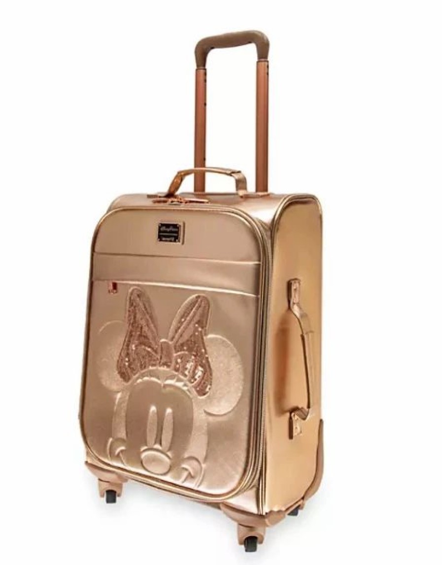 Bags And Totes * | Disney Loungefly Rolling Luggage Minnie Mouse Briar Rose Gold