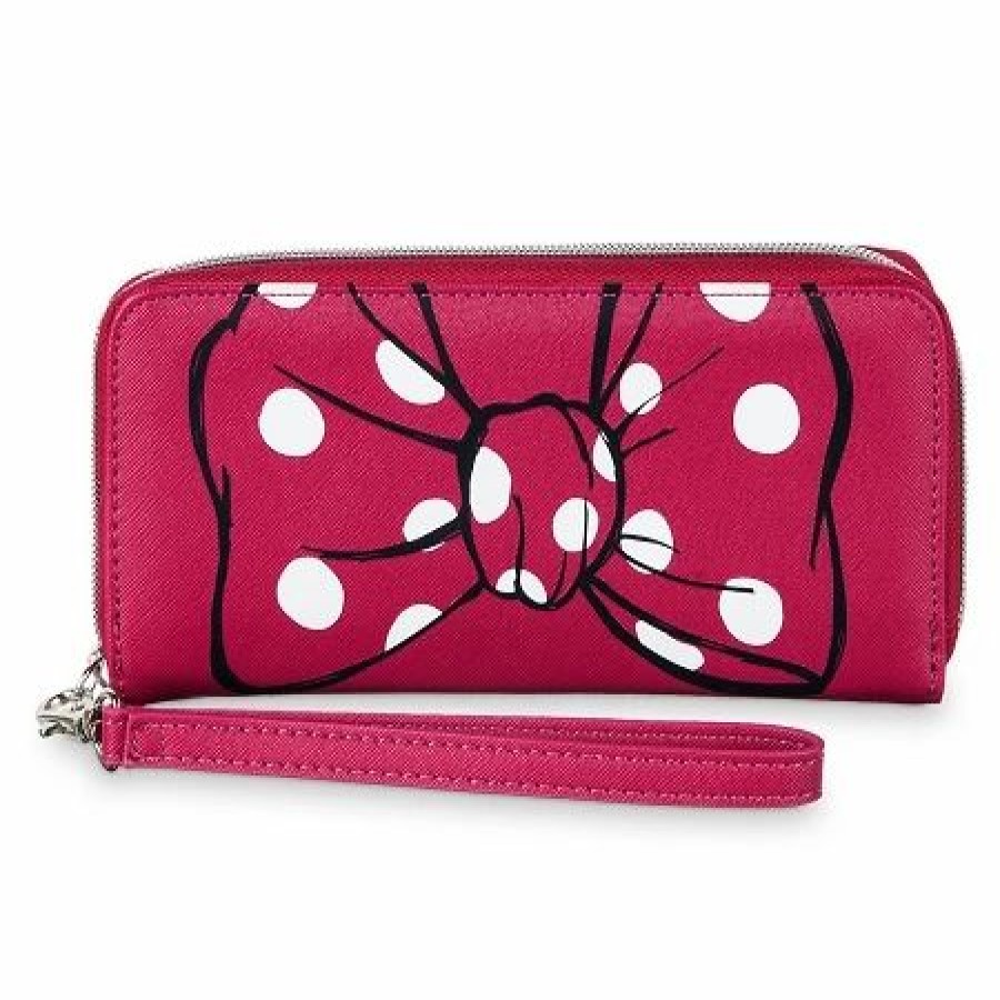 Accessories * | Disney Wallet Minnie Mouse Bow Wristlet Wallet Pink