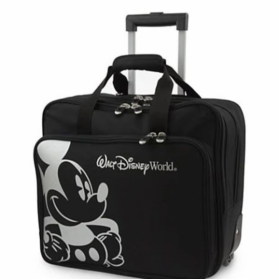 Bags And Totes * | Disney Rolling Luggage Mickey Mouse Design Black And White 15