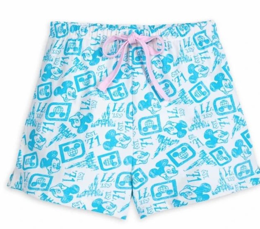 Adult * | Disney Lounge Shorts For Women Walt Disney World Blue & White