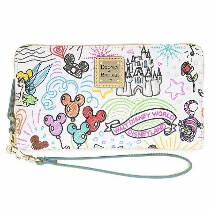 Bags And Totes * | Disney Dooney And Bourke Wallet Sketch White