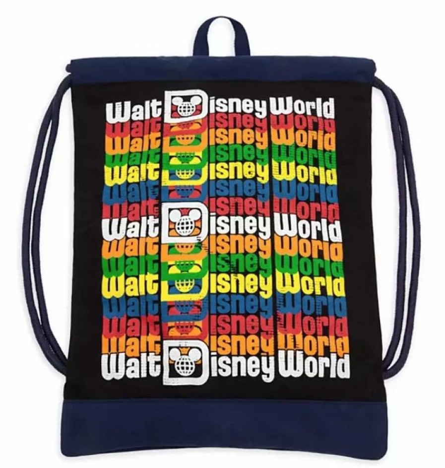 Bags And Totes * | Disney Cinch Sack Bag Wear It Proud Walt Disney World Logos