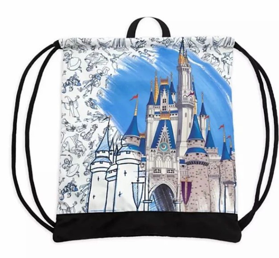 Bags And Totes * | Disney Cinch Sack Bag Ink & Paint Cinderella Castle