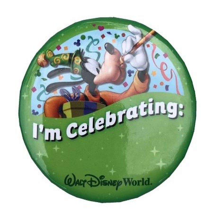 Accessories * | Disney Souvenir Button I'M Celebrating Goofy