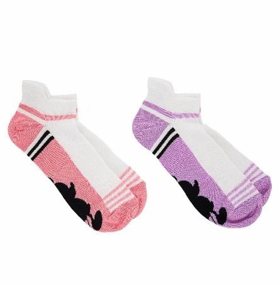 Socks * | Disney Low Cut Socks For Women Mickey Mouse Silhouette Pink And Purple