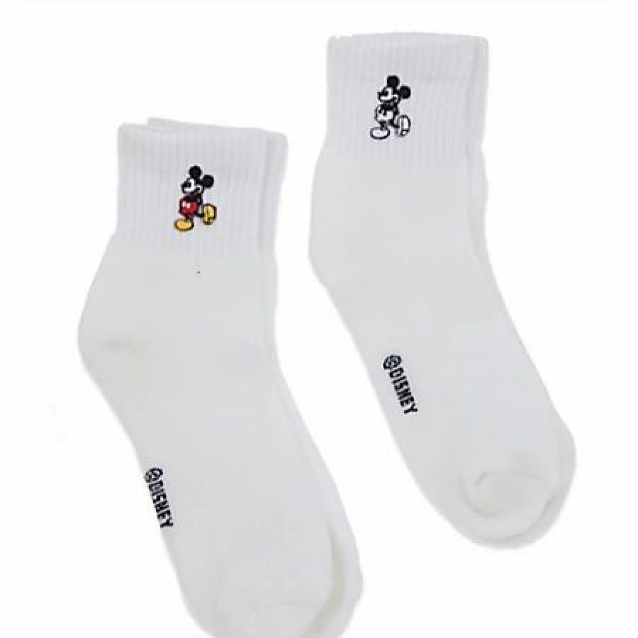 Socks * | Disney Socks For Adults Mickey Mouse Icons White Set Of 2