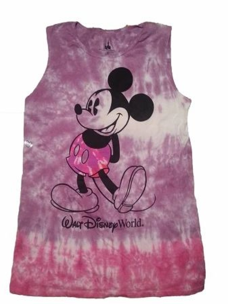 Adult * | Disney Shirt For Women Mickey Mouse Tie Dye Tank Pink & Purple