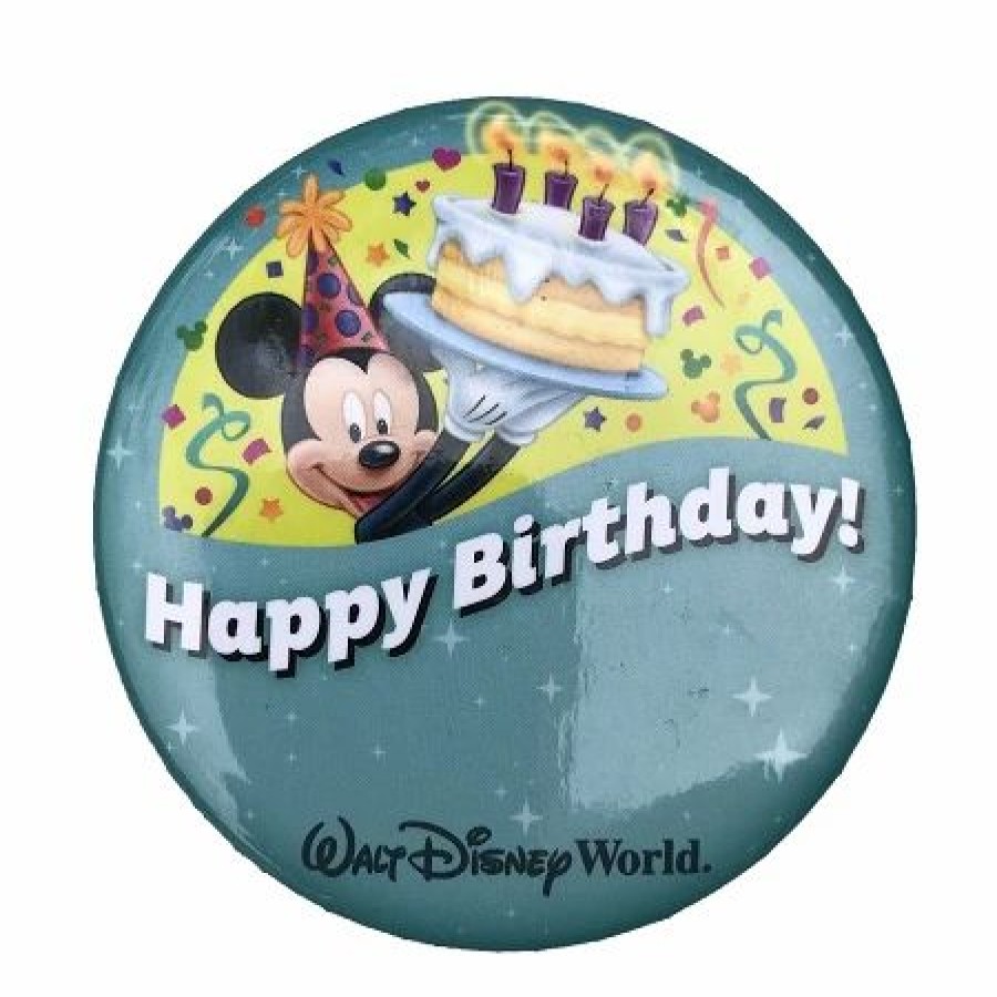 Accessories * | Disney Souvenir Button Happy Birthday Mickey Mouse