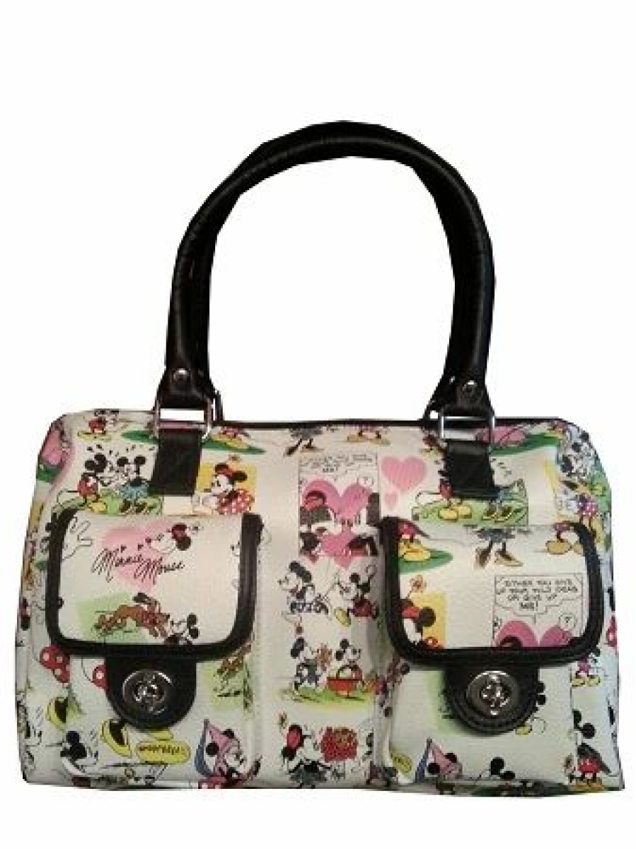 Bags And Totes * | Disney Handbag Mickey & Minnie Mouse Collage Purse White