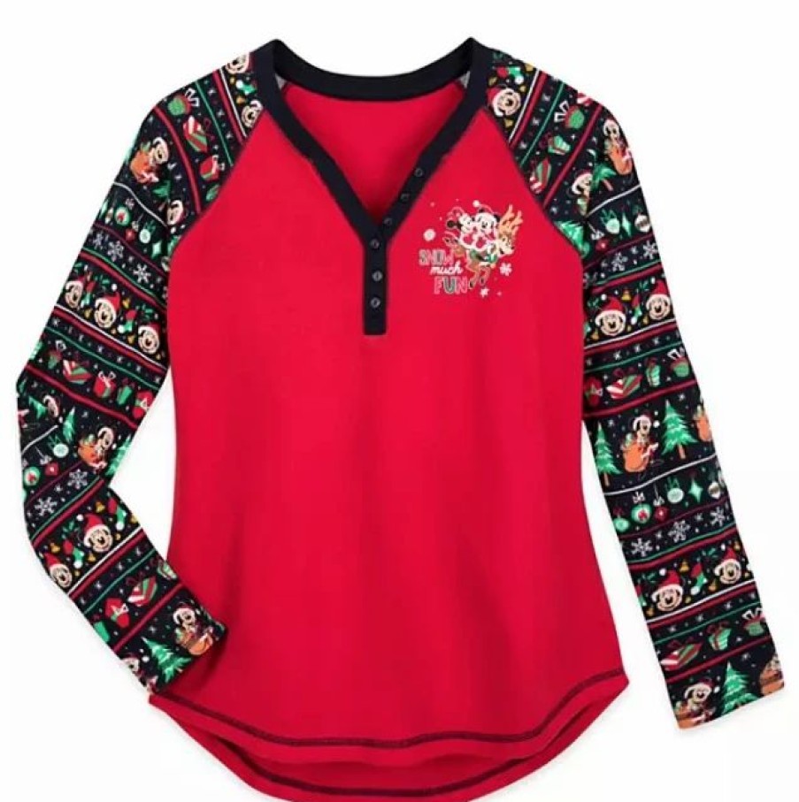 Adult * | Disney Thermal Top For Women Holiday Mickey & Minnie Snow Much Fun