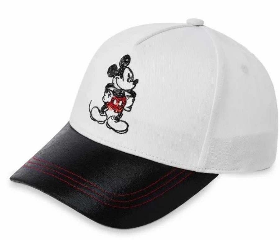 Hats * | Disney Hat Baseball Cap Mickey Mouse Sequined Black & White