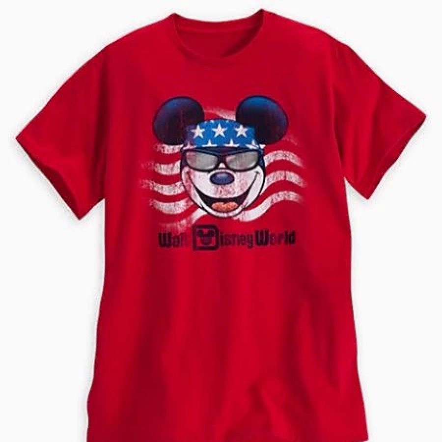 Adult * | Disney Shirt For Adults Mickey Mouse Americana Tee Red