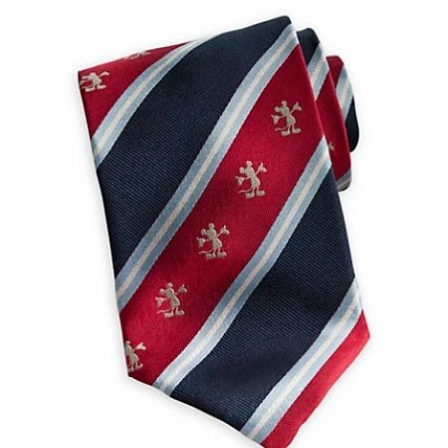 Accessories * | Disney Silk Tie Mickey Mouse Striped Red White Blue