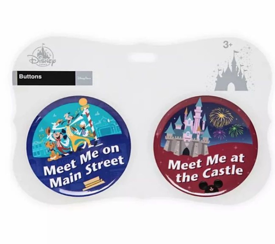 Accessories * | Disney Souvenir Button Set Main Street U.S.A And Fantasyland Castle