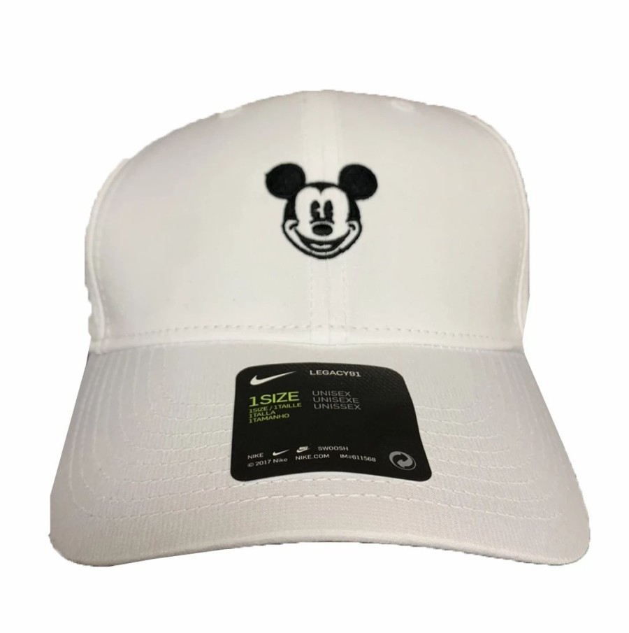 Hats * | Disney Hat Baseball Cap Nike Mickey Mouse Face White