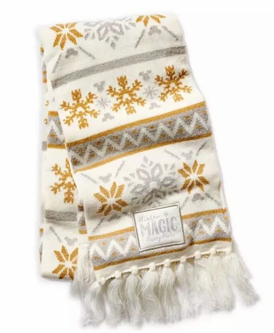 Hats * | Disney Knit Scarf For Adults Disney Parks Silver And Gold