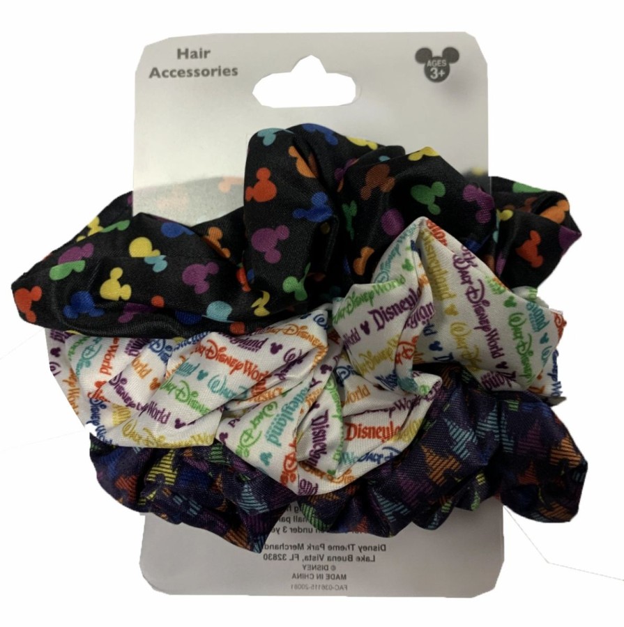 Accessories * | Disney Hair Scrunchies Disney Park Icons Pack Of 3