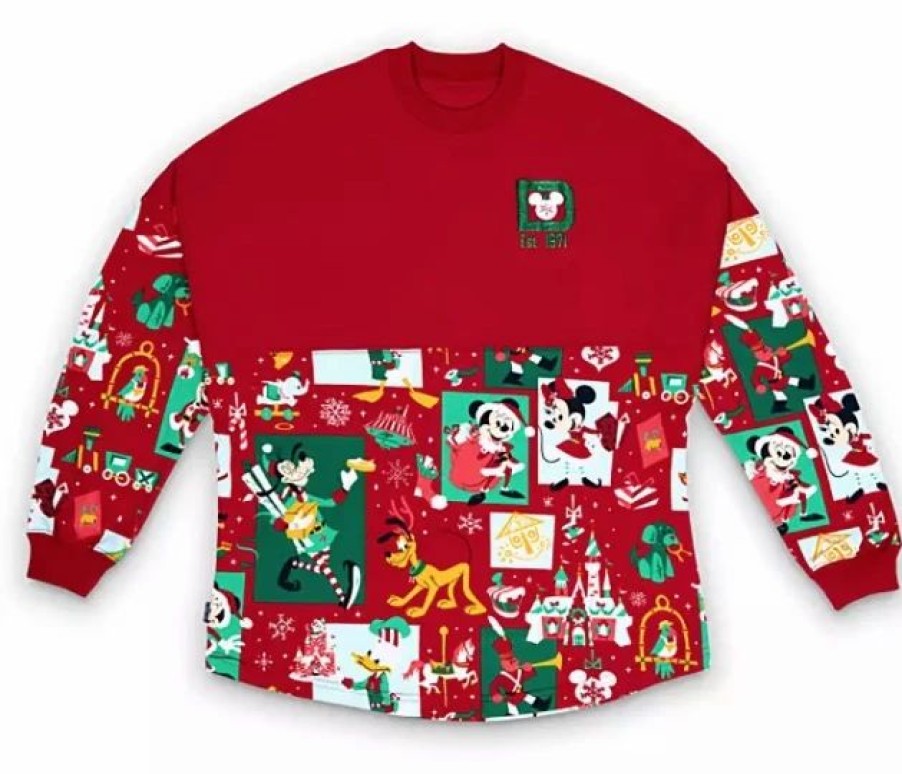 Adult * | Disney Spirit Jersey For Adults Holiday Santa Mickey And Friends Red