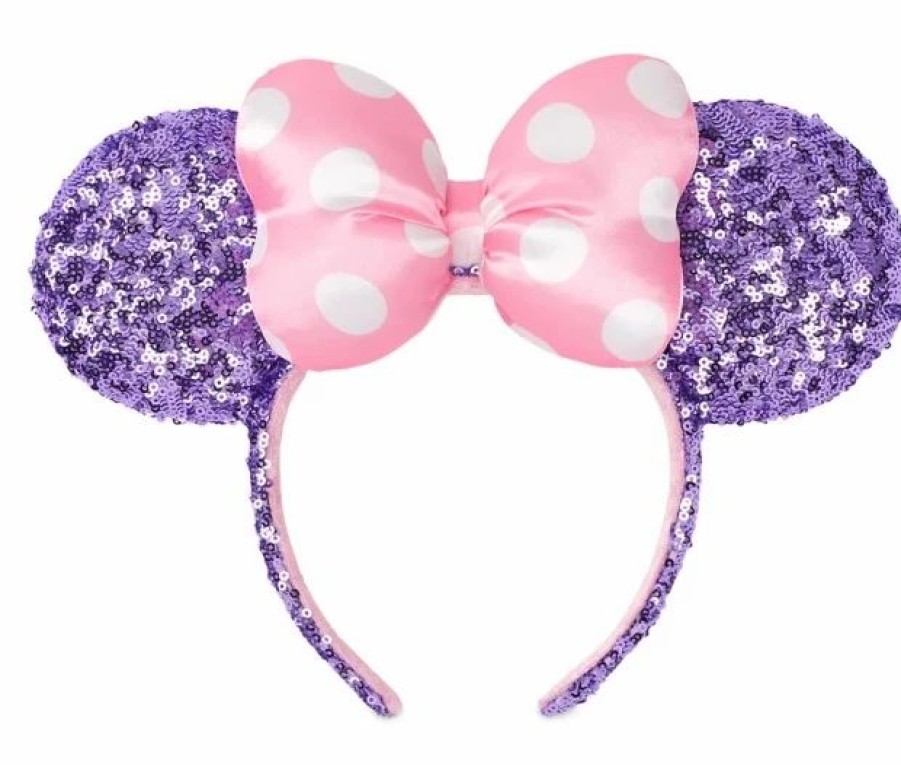 Hats * | Disney Ears Headband Minnie Mouse Sequined Lavender & Pink