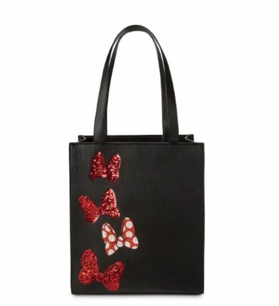 Bags And Totes * | Disney Tote Bag Minnie Mouse Sequined Bow Black