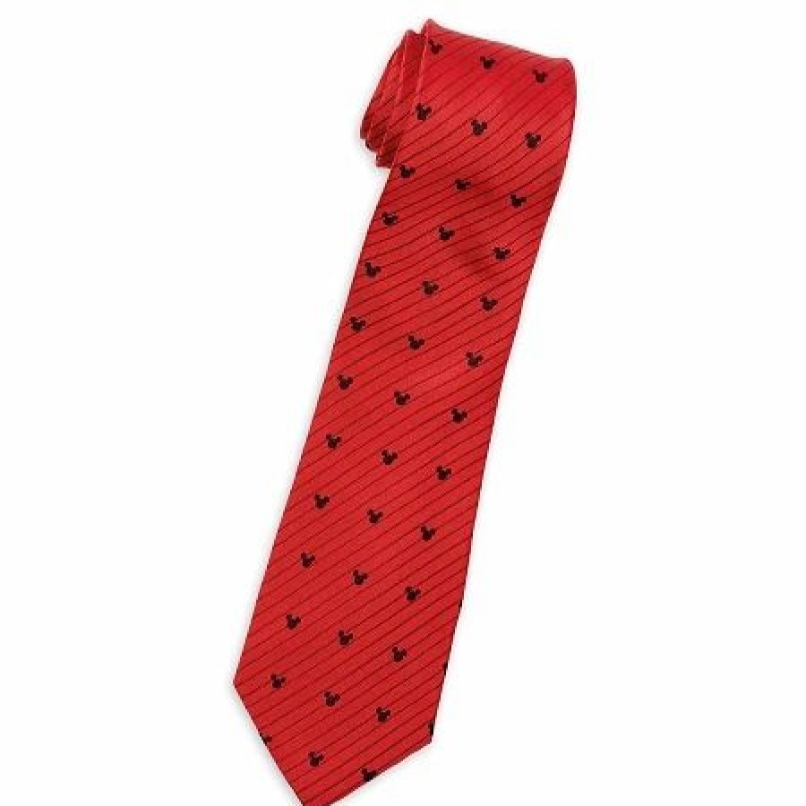 Accessories * | Disney Silk Tie Mickey Mouse Striped Red