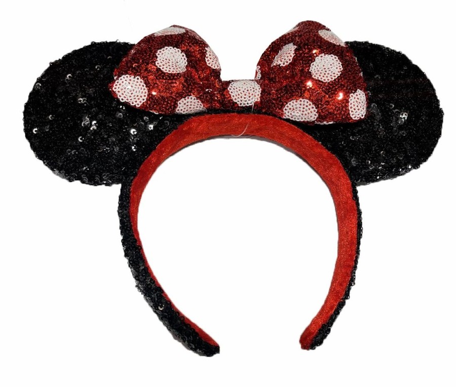 Hats * | Disney Ears Headband Minnie Mouse Sequin Polka Dot Bow