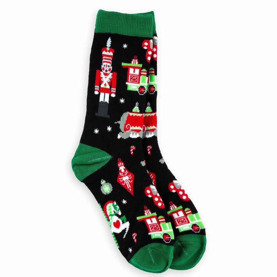 Socks * | Disney Holiday Socks For Women Nordic Winter With Ornament Black