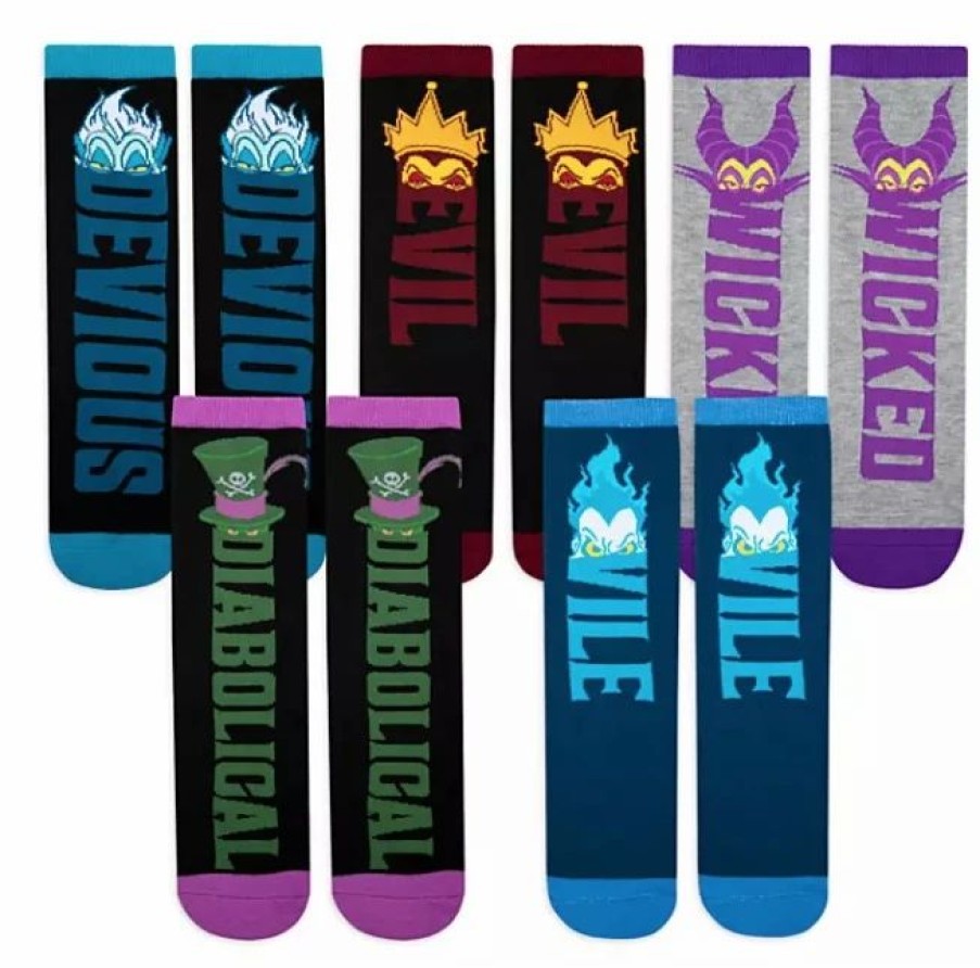 Socks * | Disney Socks Set For Adults Disney Villains 5 Pairs