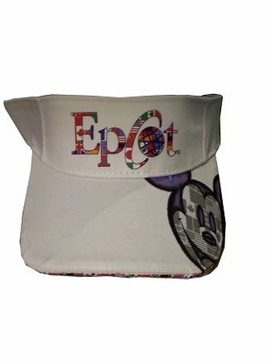 Hats * | Disney Sun Visor Hat Epcot One Mouse One World Mickey Flags