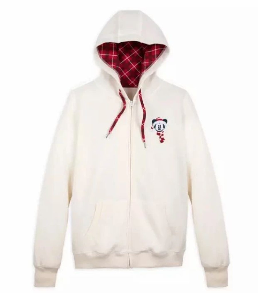 Adult * | Disney Zip Up Hoodie For Women Holiday Mickey White