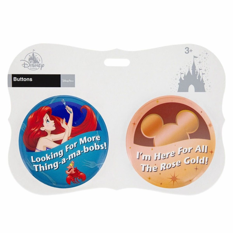 Accessories * | Disney Souvenir Button Set Ariel And Rose Gold Set Of 2