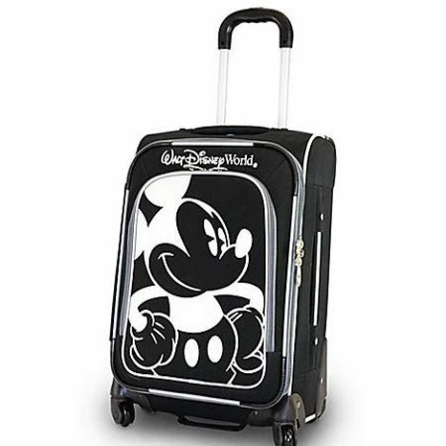 Bags And Totes * | Disney Rolling Luggage Mickey Mouse Design Black And White 20