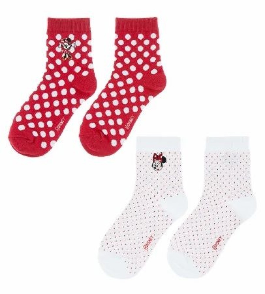 Socks * | Disney Youth Socks Minnie Mouse Dots 2 Pack