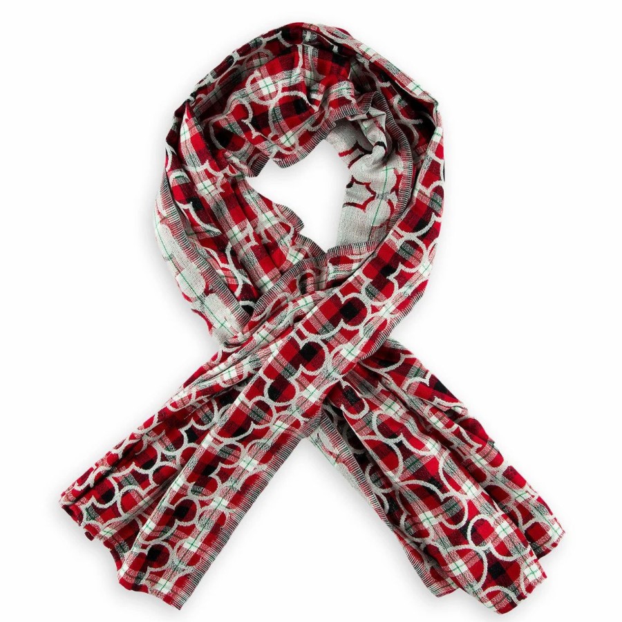 Accessories * | Disney Holiday Scarf Mickey Mouse Icons Plaid