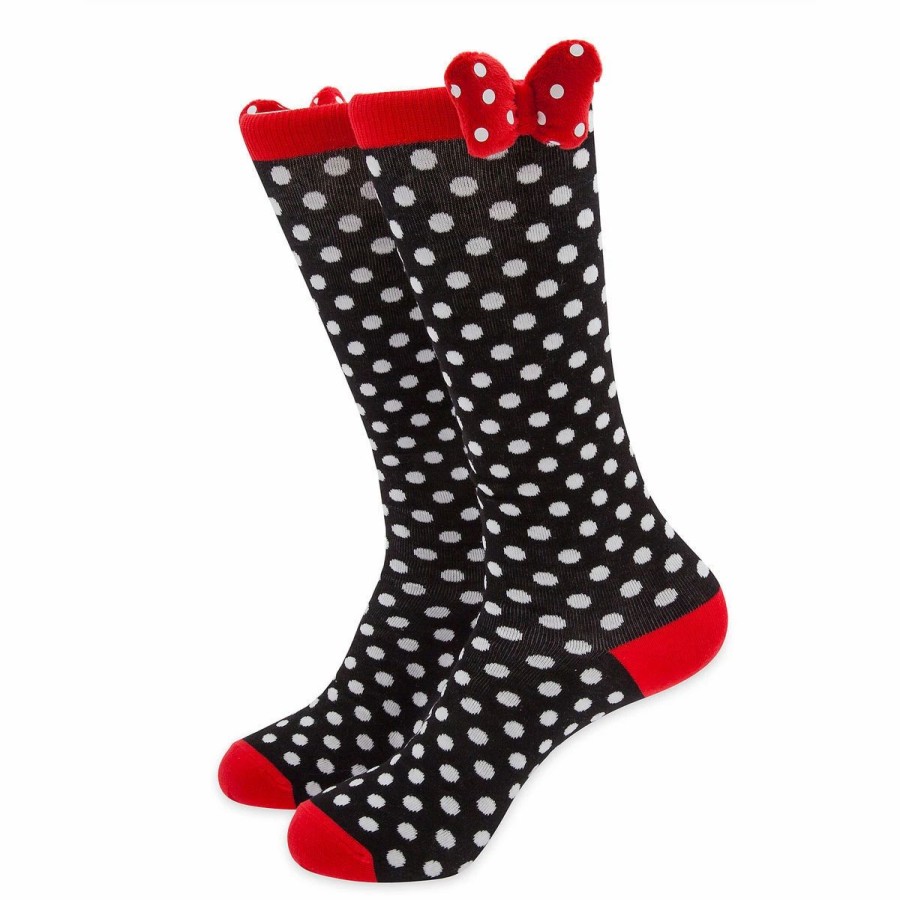 Socks * | Disney Knee Socks For Women Minnie Mouse With Bow And Polka Dots