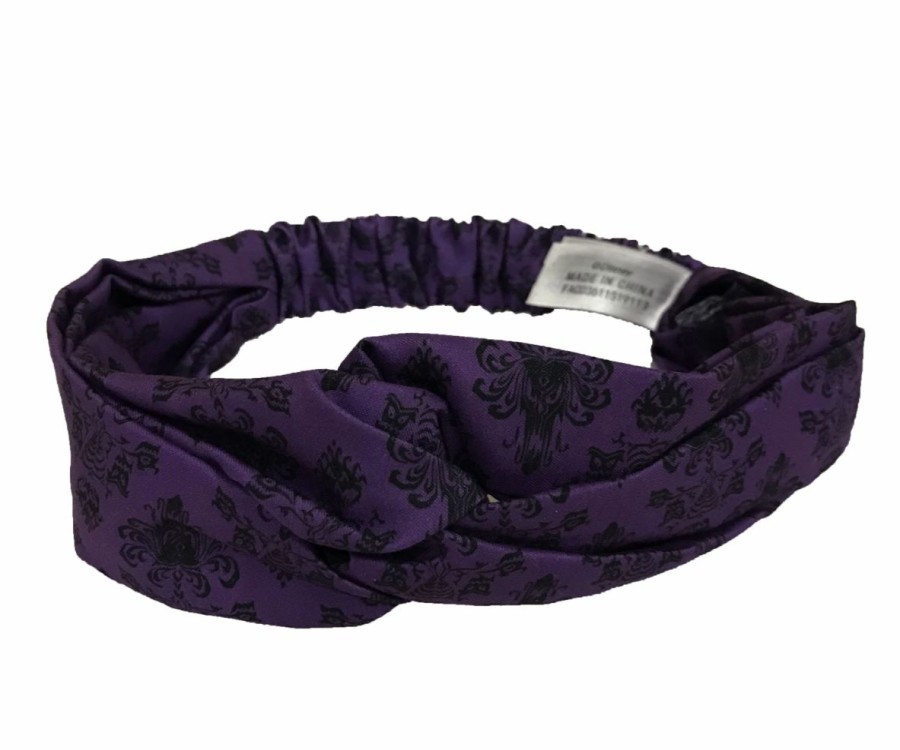 Accessories * | Disney Stretch Headband Haunted Mansion Wallpaper Purple