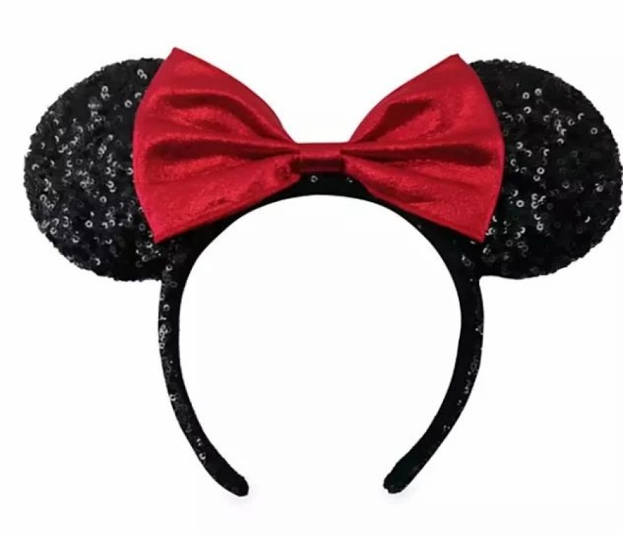 Hats * | Disney Ears Headband Minnie Mouse Sequined Red Bow