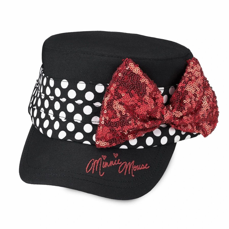 Hats * | Disney Hat Baseball Cap Minnie Mouse Flat Top Sequined Bow