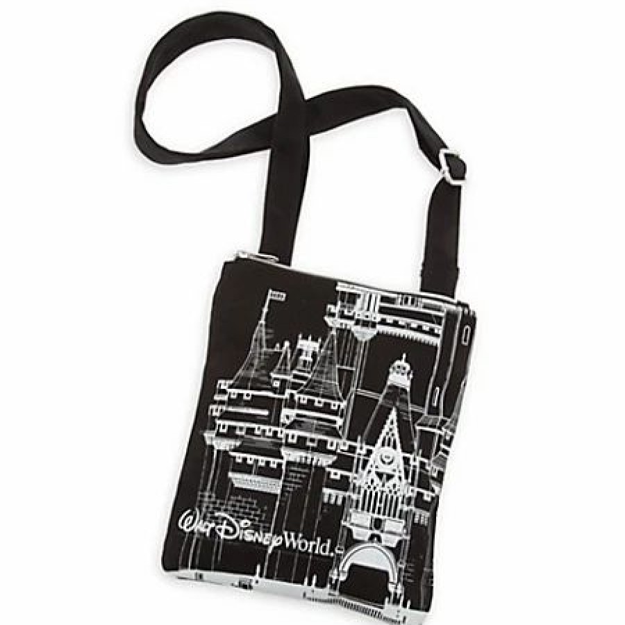 Bags And Totes * | Disney Crossbody Bag Walt Disney World Castle Black Canvas